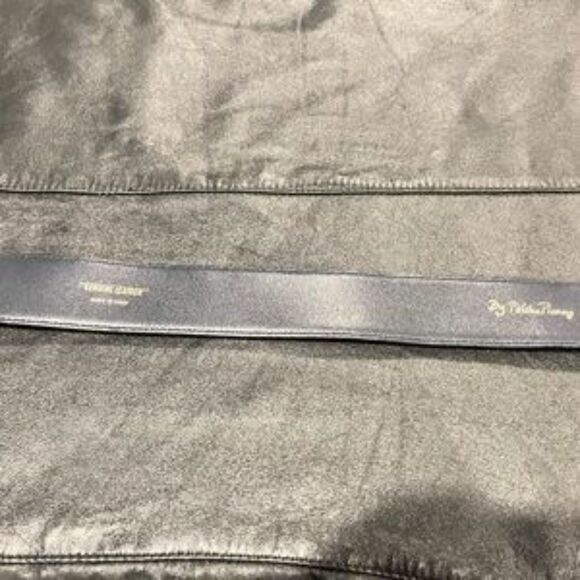 Vtg Paloma Picasso Gold Triple X Kiss Buckle Dark Blue Leather Belt Size Medium